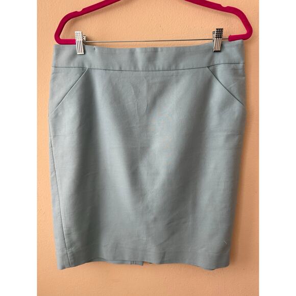 J. Crew Light Blue The Pencil Skirt Size 14 100% Cotton - Picture 1 of 9